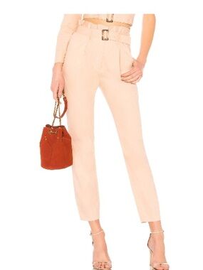LPA Paperbag High-Waist Ankle Trousers in Blush Size:Small